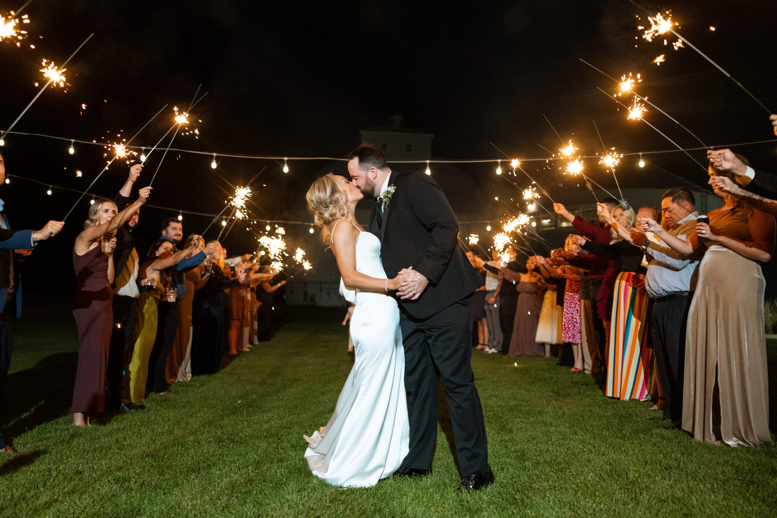 Nighttime wedding celebration